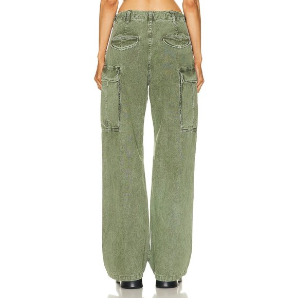 R13 Wide Leg Cargo Pant in Olive, size 23 ** these have been hemmed 2 - 3 inches - Picture 2 of 12